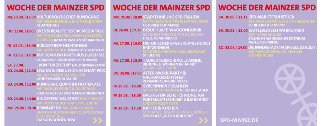 Terminübersicht Woche der Mainzer SPD 2025